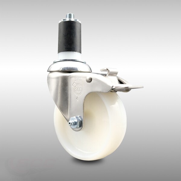 Service Caster 4 Inch 316SS Nylon Wheel Swivel 1-5/8 Inch Expanding Stem Caster Lock Brake SCC SCC-SS316TTLEX20S414-NYS-158 - main